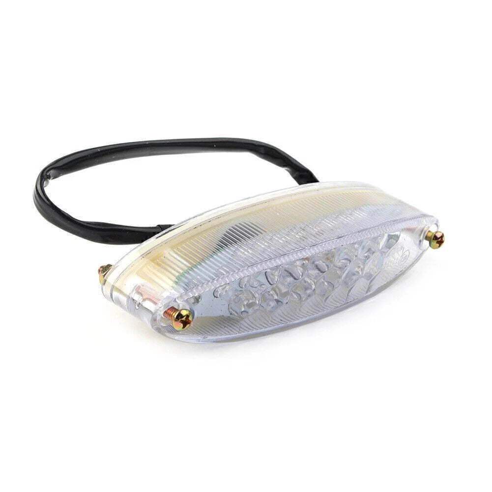 Motorcycle Quad ATV Running Stop Brake License Plate Tail Lights Universal Clear