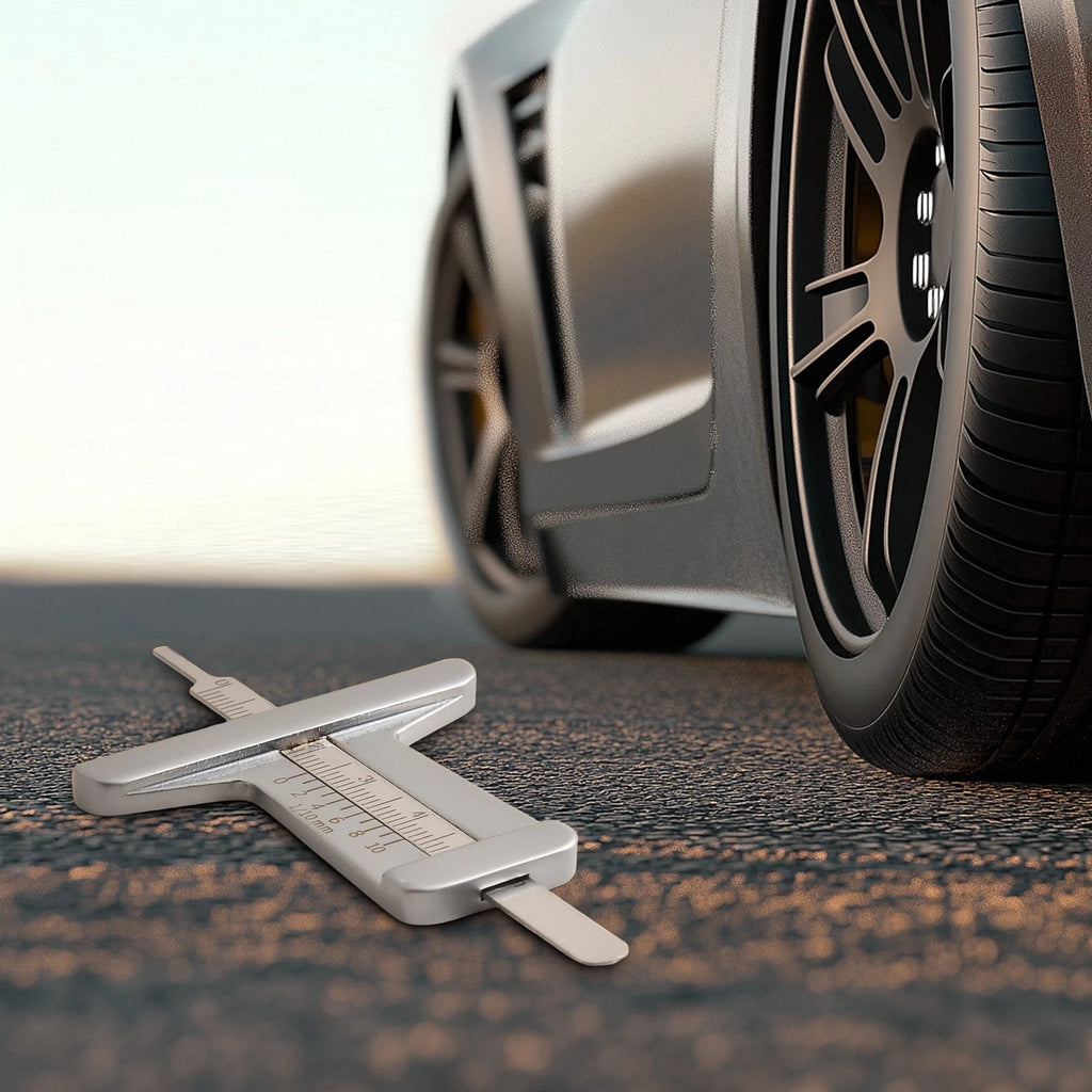 Tire Pattern Ruler with Vernier Caliper Design for Precise Depth Checks