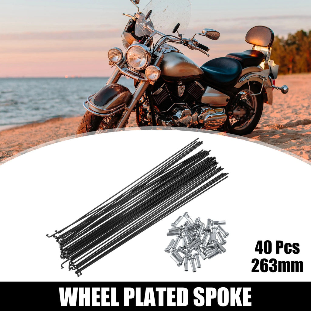 Bicycle Spokes Replacement 14G 263mm with Nipples for Most Bikes (Qty 40)