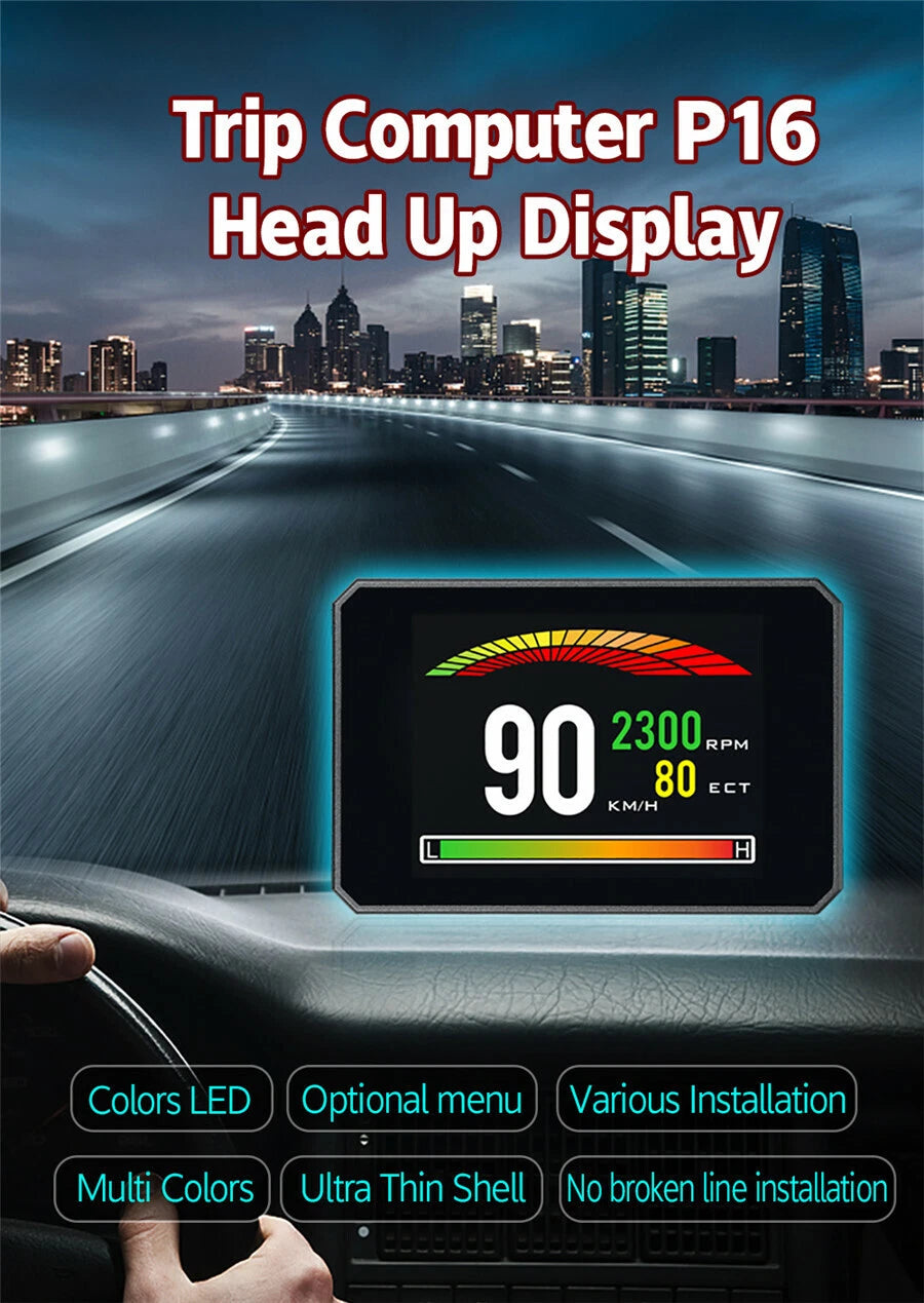 3.9" Multi-functions OBD2 HUD Parameter Gauge Car Head UP Display with Bracket