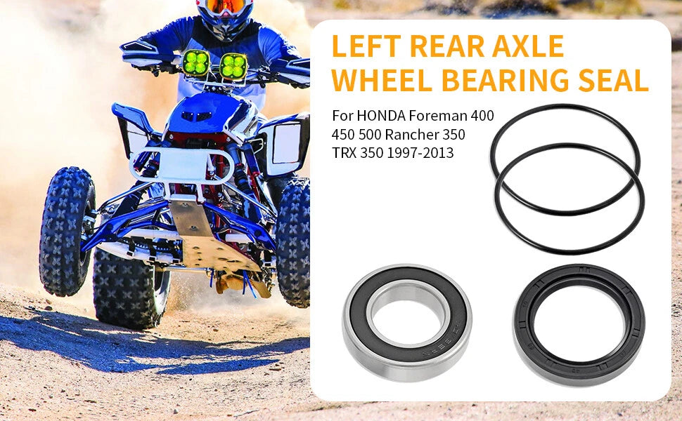 Left Rear Axle Wheel Bearing Seals Kit for Honda Foreman 400 450 500 520 (1995–2023)