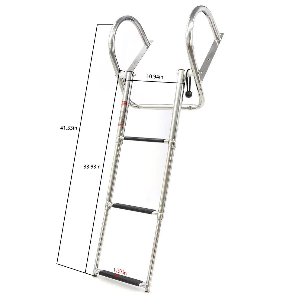 3 Step Folding Pontoon Ladder for Boat (Stainless Steel)