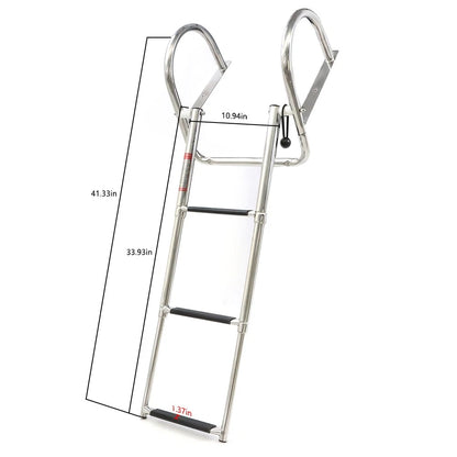 3 Step Folding Pontoon Ladder for Boat (Stainless Steel)
