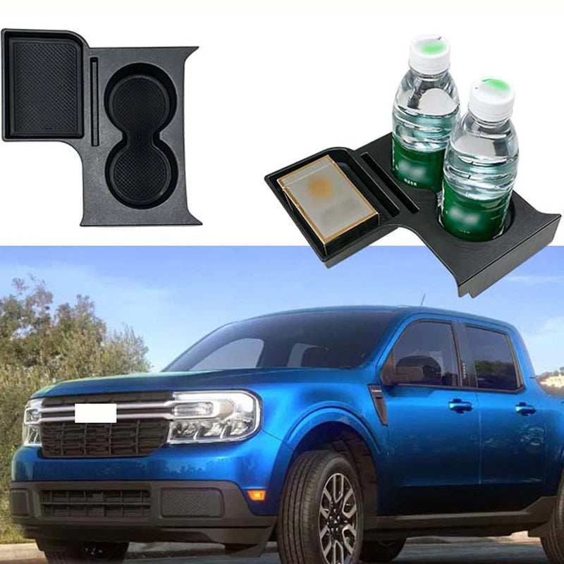 Front Seat Armrest Storage Box with Dual Cup Holder for Maverick 2022 2024 LHD