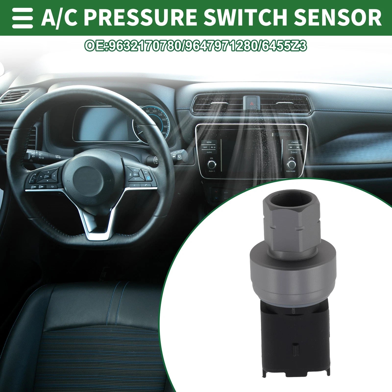 A/C Pressure Switch Sensor for Peugeot 206 (2002–2013) 9632170780