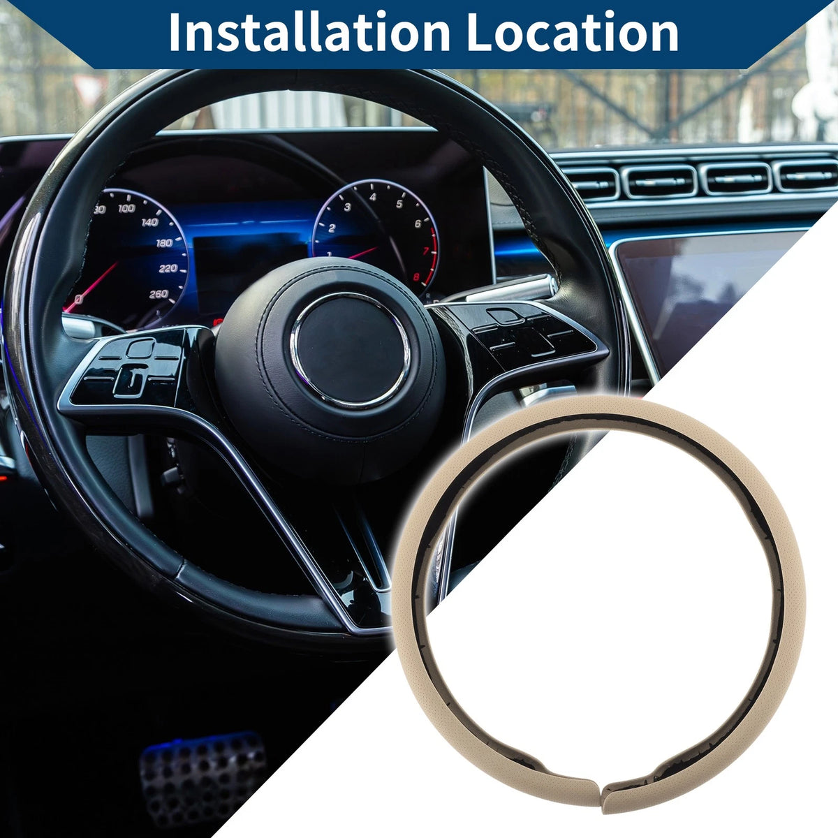 Steering Wheel Cover for - 14.96" ABS Apricot