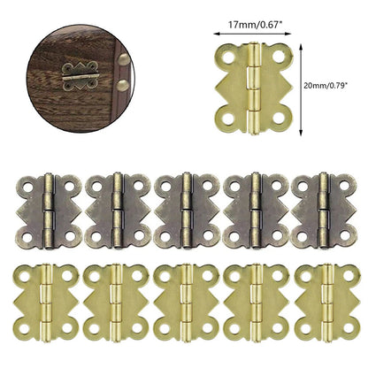 20Pcs Antique Butterfly Small Hinge Jewelry Box Dollhouse Gift Box Hinge 2017mm