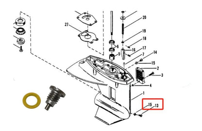 Marine Gearcase Drain Plug Screw Kit for Mercruiser Alpha One Gen II (1983–1996) 8M0058389