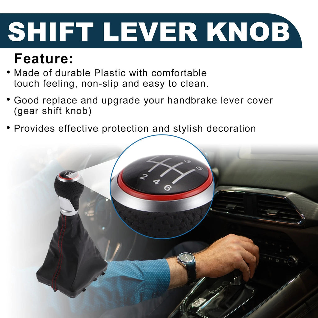 6 Speed Shift Knob with Boot Cover Replacement for Audi A6 (2005–2011)