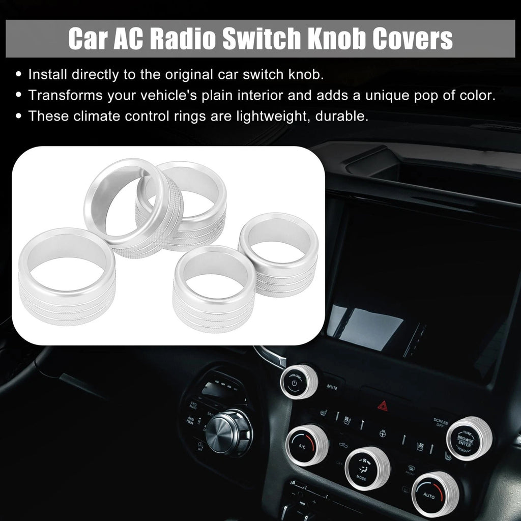 5pcs AC Radio Switch Knob Cover Replacement for Dodge Ram 1500 (2018–2020)