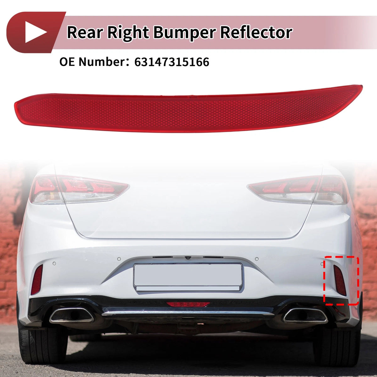 Rear Right Bumper Reflector Replacement for BMW 3 Series GT (2013–2016)