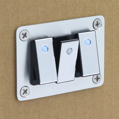 Brushed Aluminum Multiroad Switch Panel with Blue Light for Boats