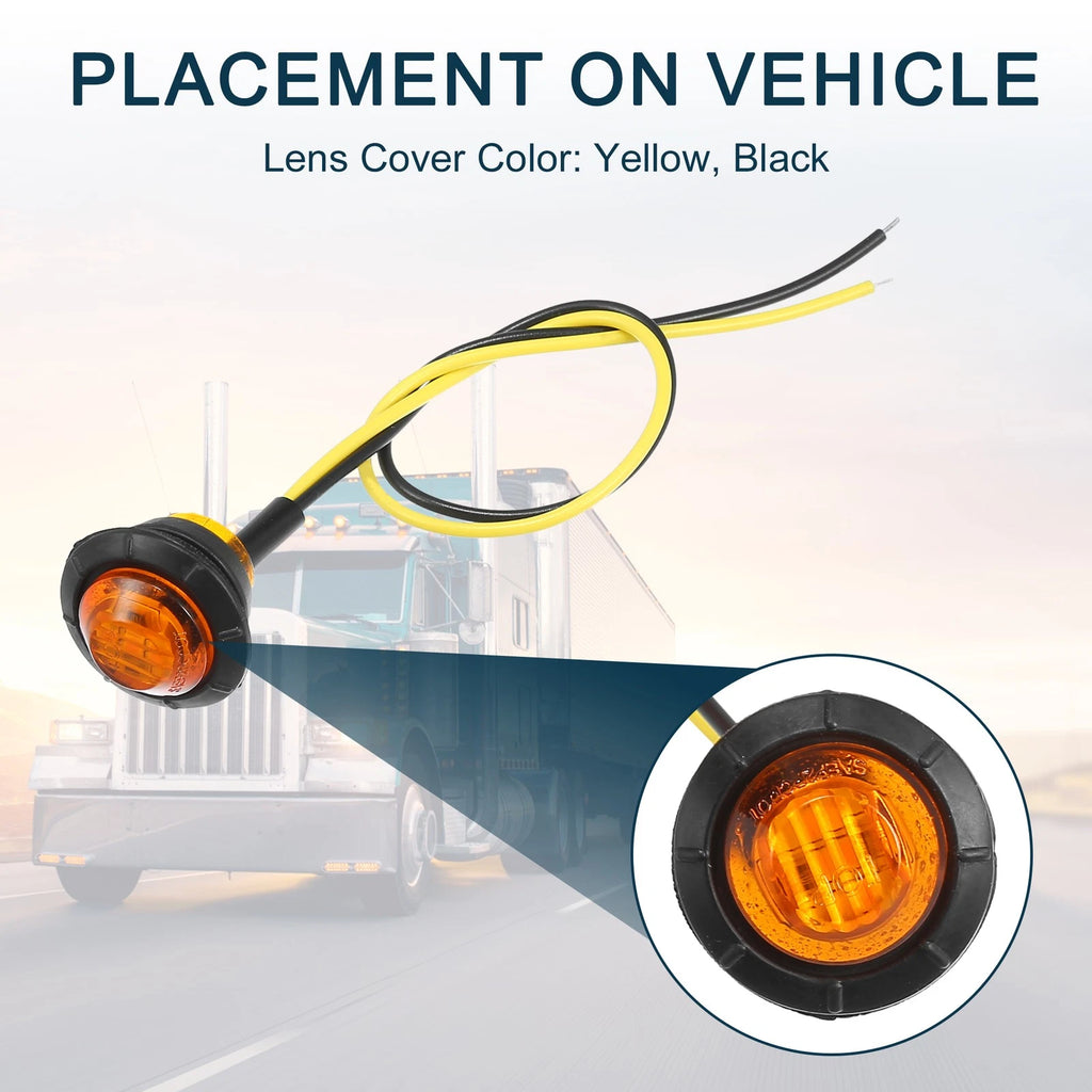 Trailer Lights 24V Waterproof Marker Lights Yellow 8 Pack for Universal Fit