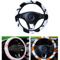 Steering Wheel Cover for - Cow Pattern, Pink White, Elastic