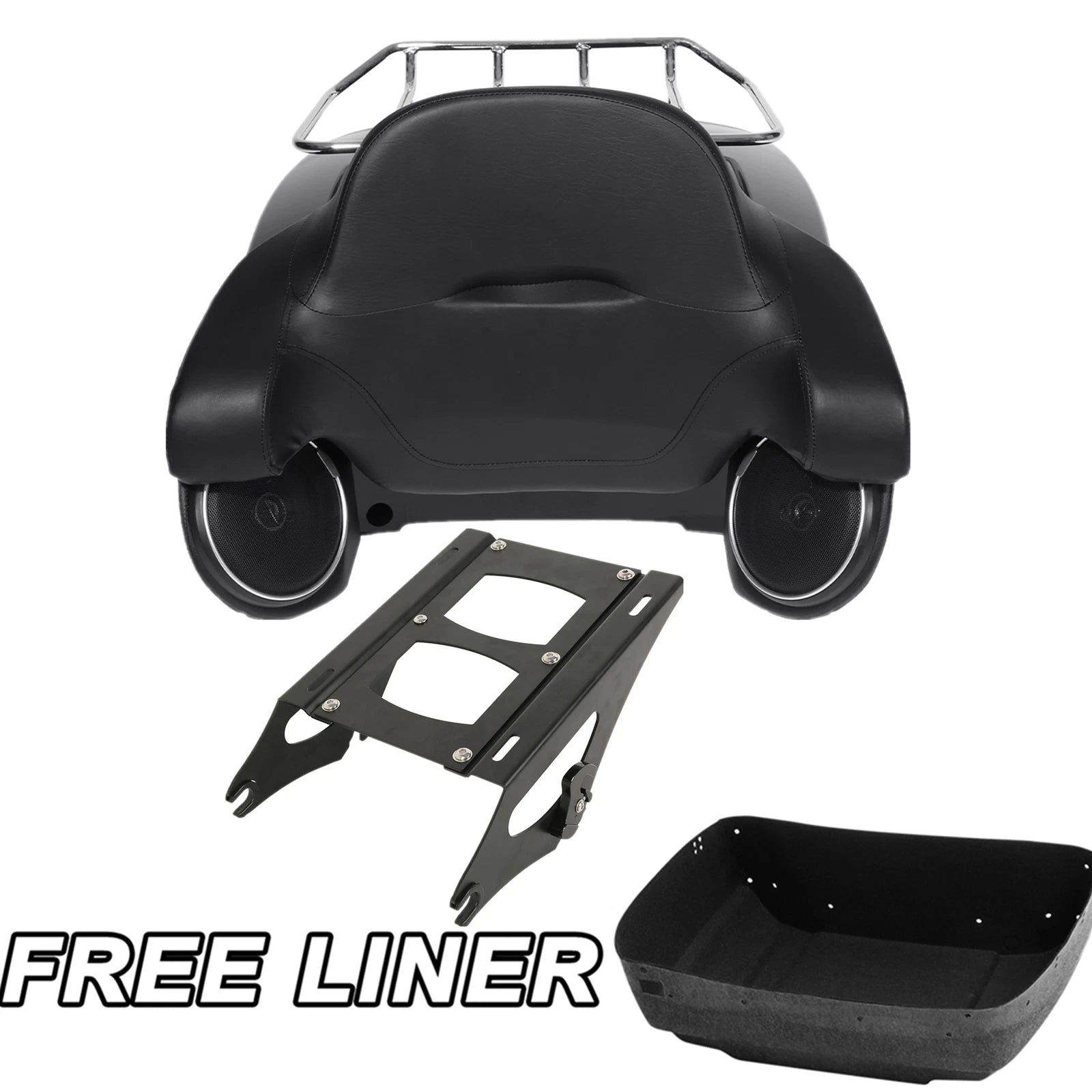 Trunk Pad Speaker Mount Rack for Harley Touring (2014–2025) Matte Black