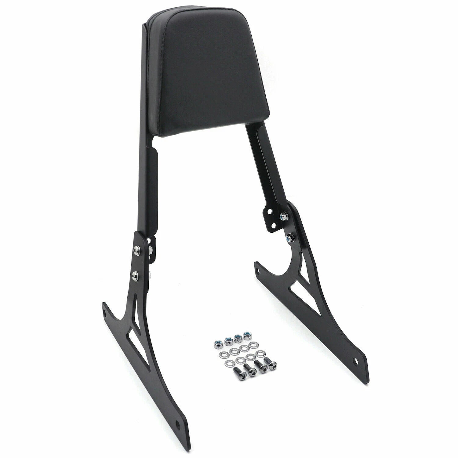 Black Flame Backrest Sissy Bar with Leather Pad for Harley Softail (2000–2017)