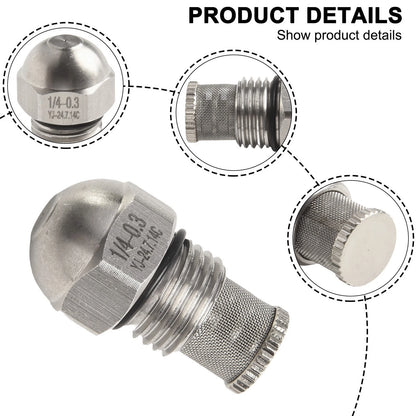 Premium Stainless Steel Mist Nozzle 14BSPT 0.3 1.5mm Orifice