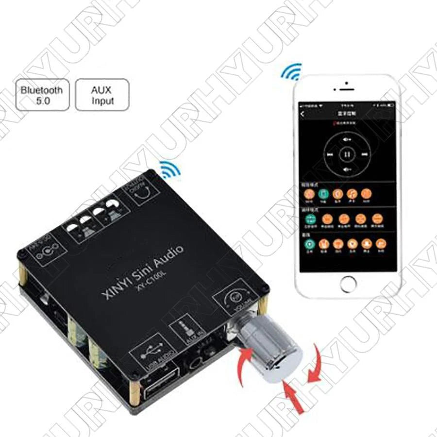 100W2 Mini Stereo Audio Amplifier Board for HiFi Bluetooth (No Part Numbers)