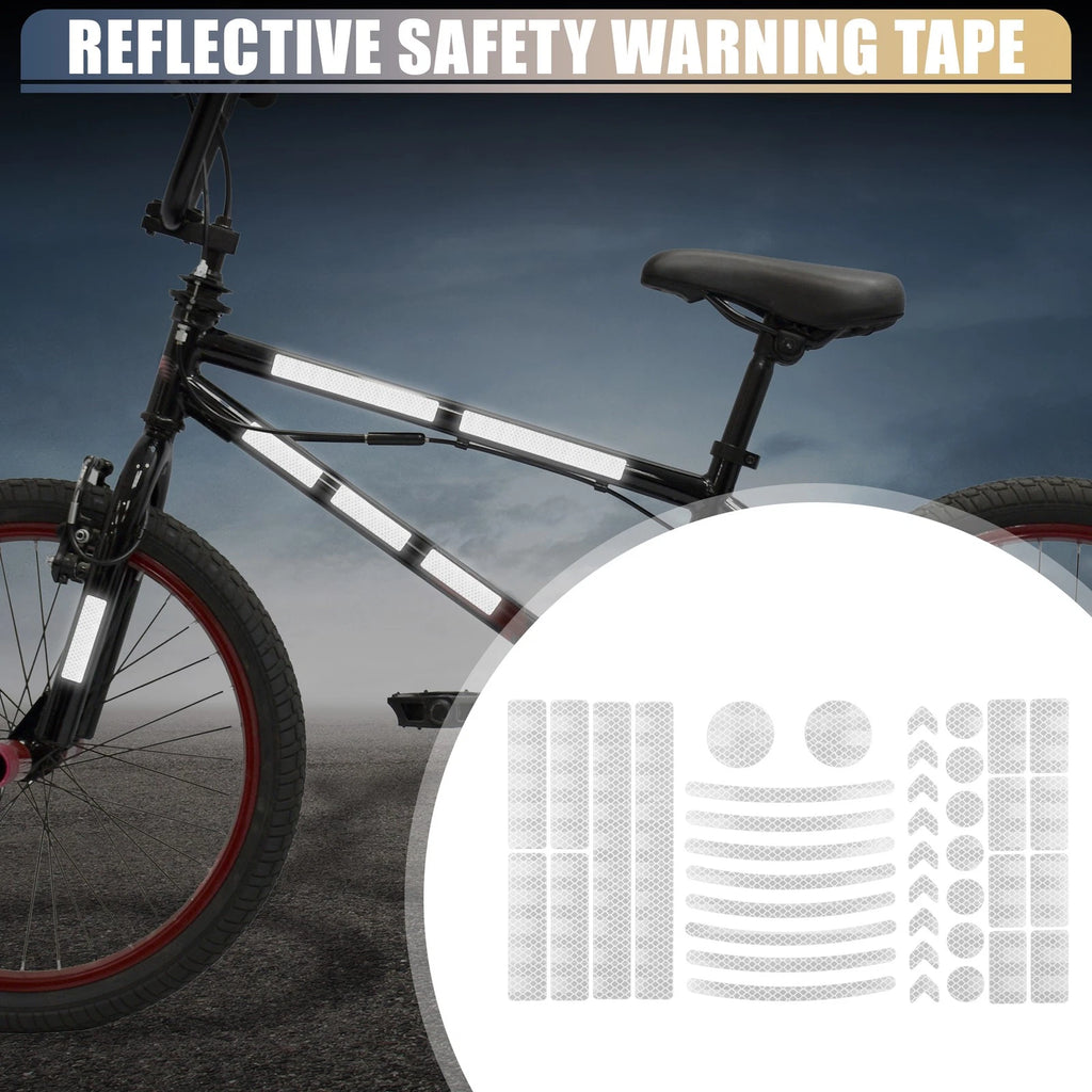 42pcs Reflective Safety Warning Tape for Motorcycle Bike Parking (White)