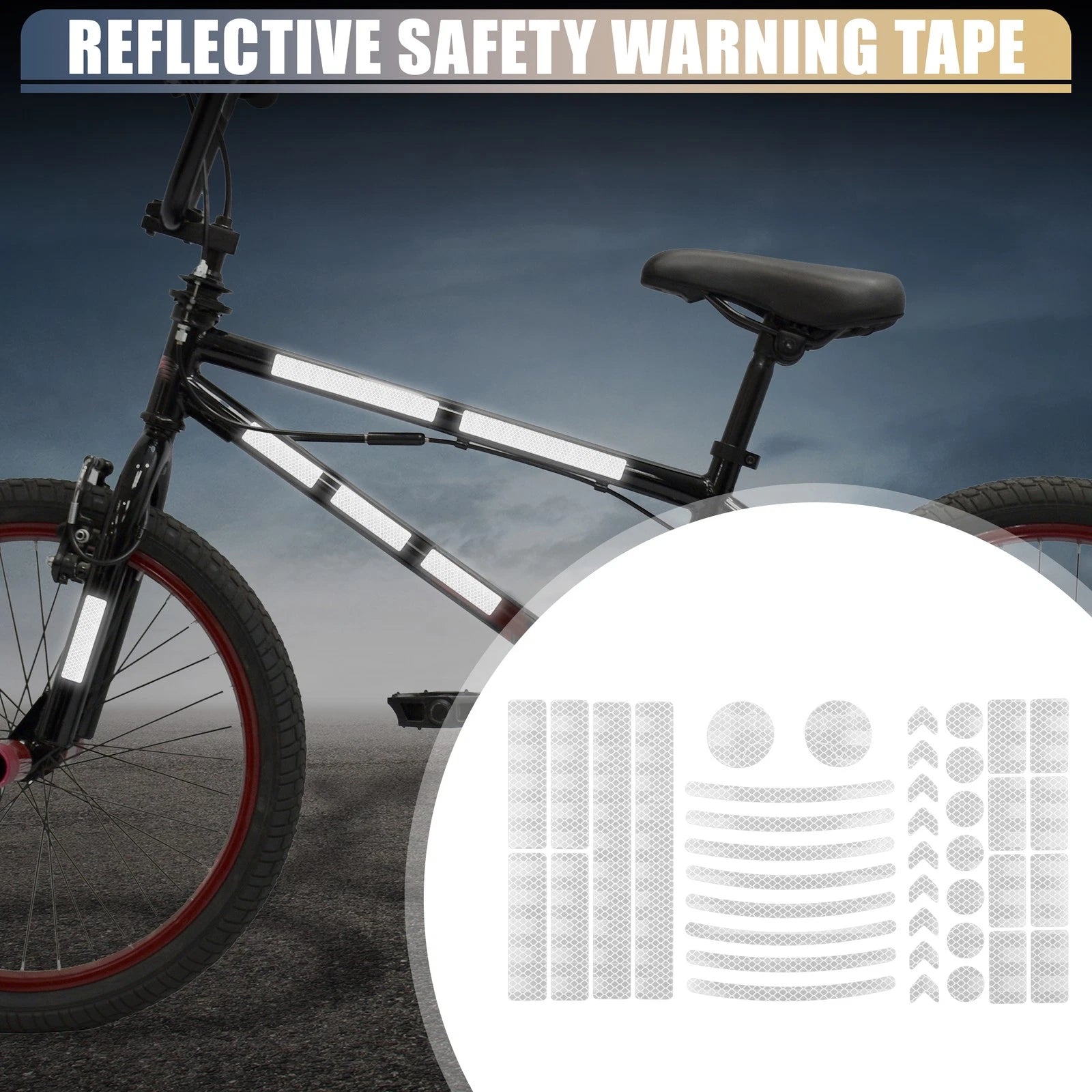 42pcs Reflective Safety Warning Tape for Motorcycle Bike Parking (White)