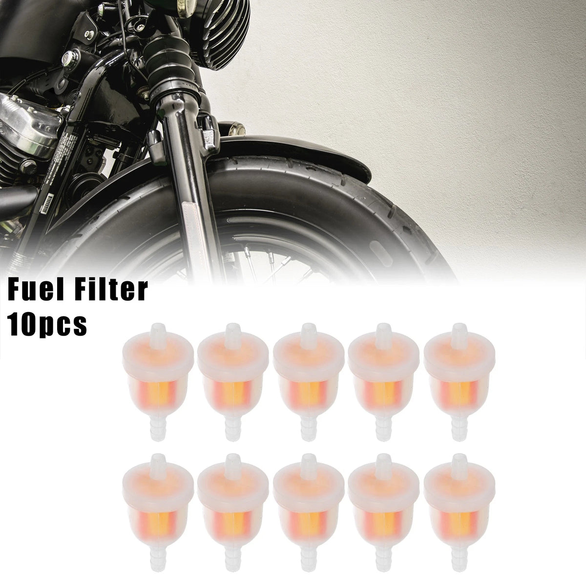 10 Pcs Universal Fuel Filters Clear Yellow Red for Motorcycle ATV Dirt Bike