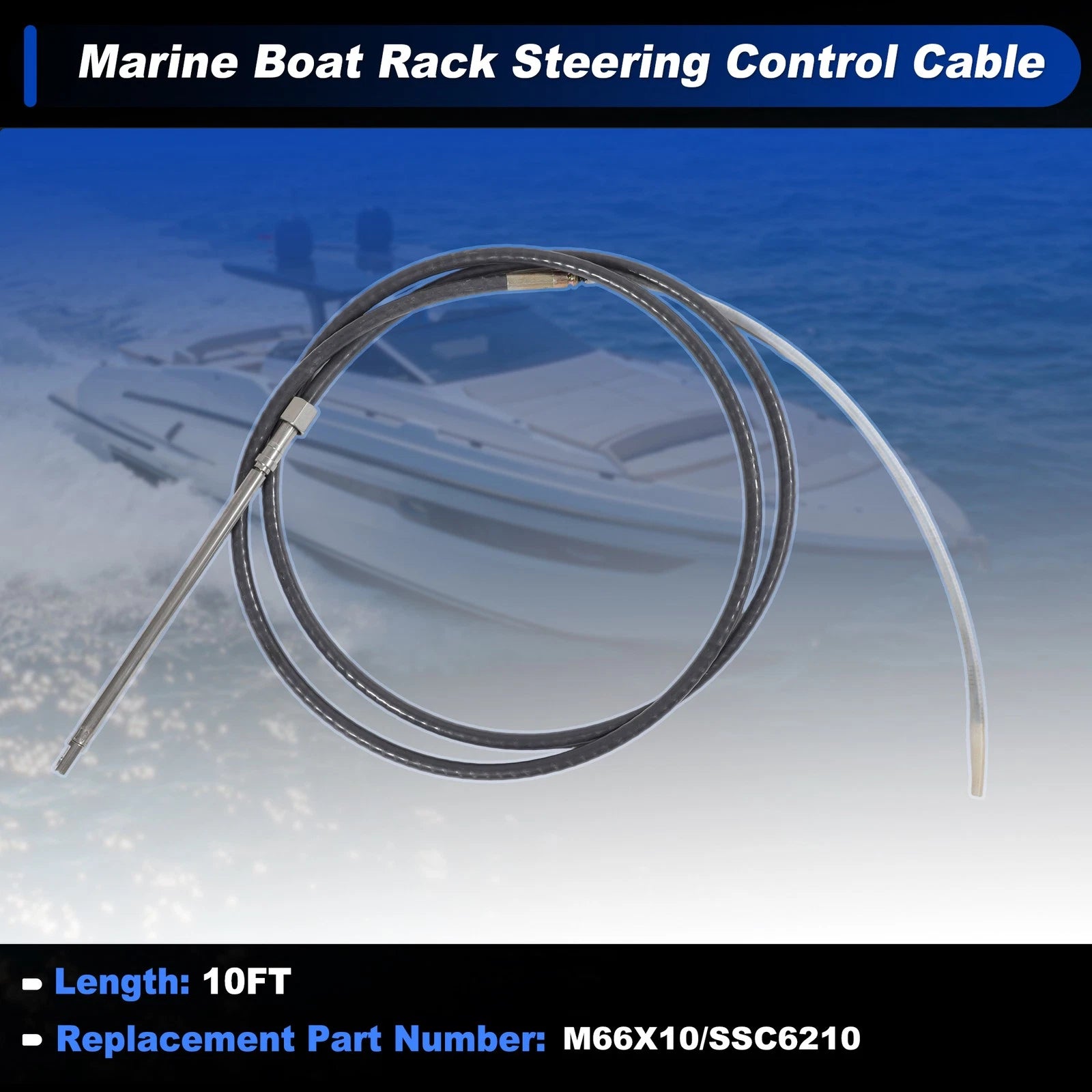 M66X10 Steering Control Cable for Marine Boat (10 ft)