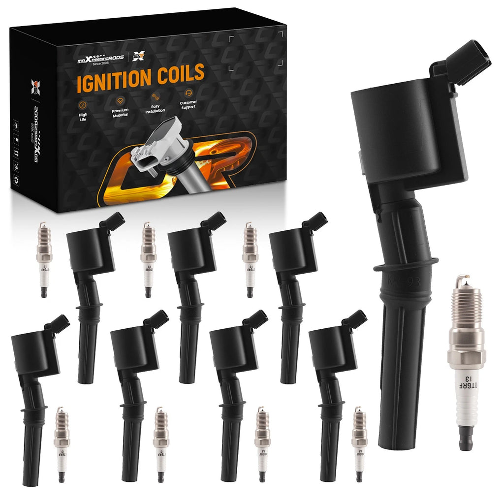 Pack of 8 Ignition Coils + Spark Plugs for Ford E-250 E-350 (2000–2014)