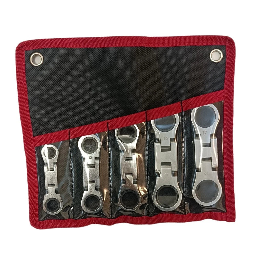 5pc Chrome Vanadium Steel Ratcheting Wrench Set 12 Point for Automotive
