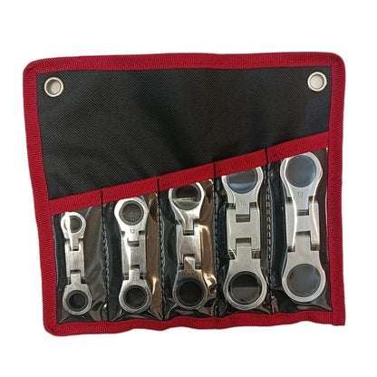 5pc Chrome Vanadium Steel Ratcheting Wrench Set 12 Point for Automotive