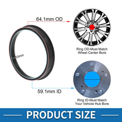 Set of 4 Wheel Hub Centric Rings for Universal Fit (OD 64.1mm, ID 59.1mm)