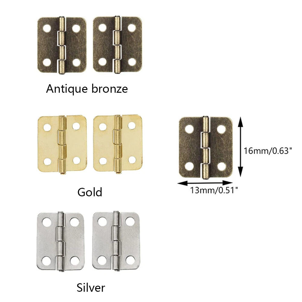 50pc 16x13mm Antique Hinges with Screws for Jewelry Box Cabinet