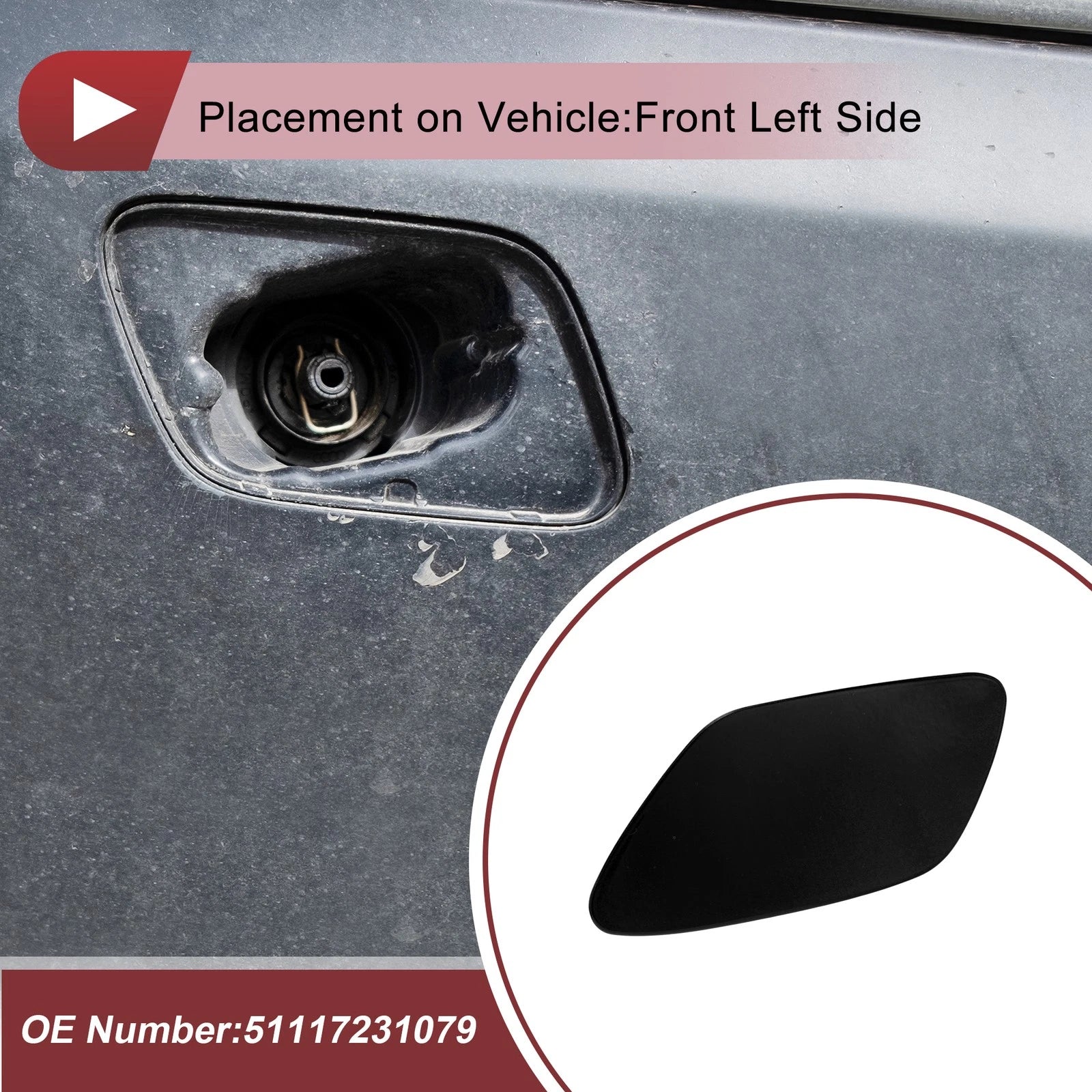 Headlight Washer Nozzle Cover Cap Replacement for BMW Z4 (2009–2016)