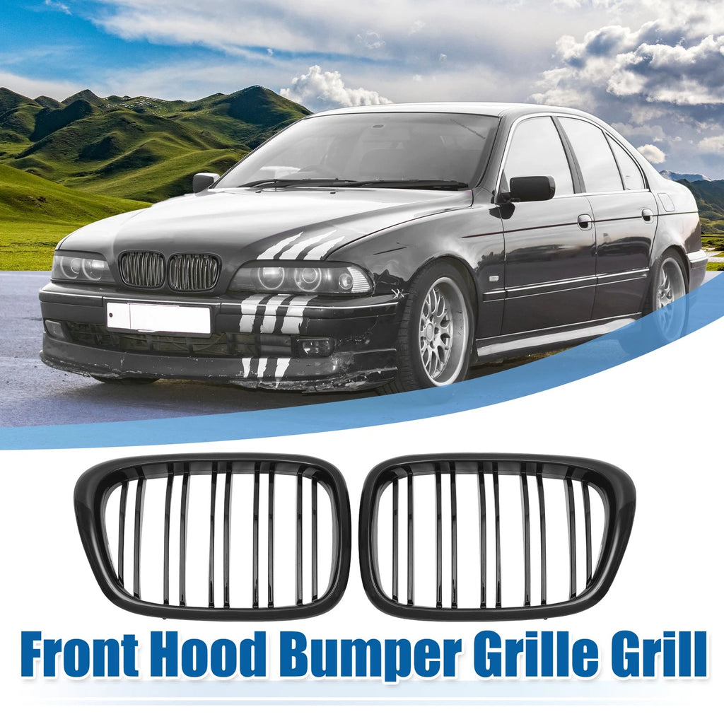 Pair Front Hood Bumper Grille Grill Replacement for BMW 525i 530i E39 (2001–2003)