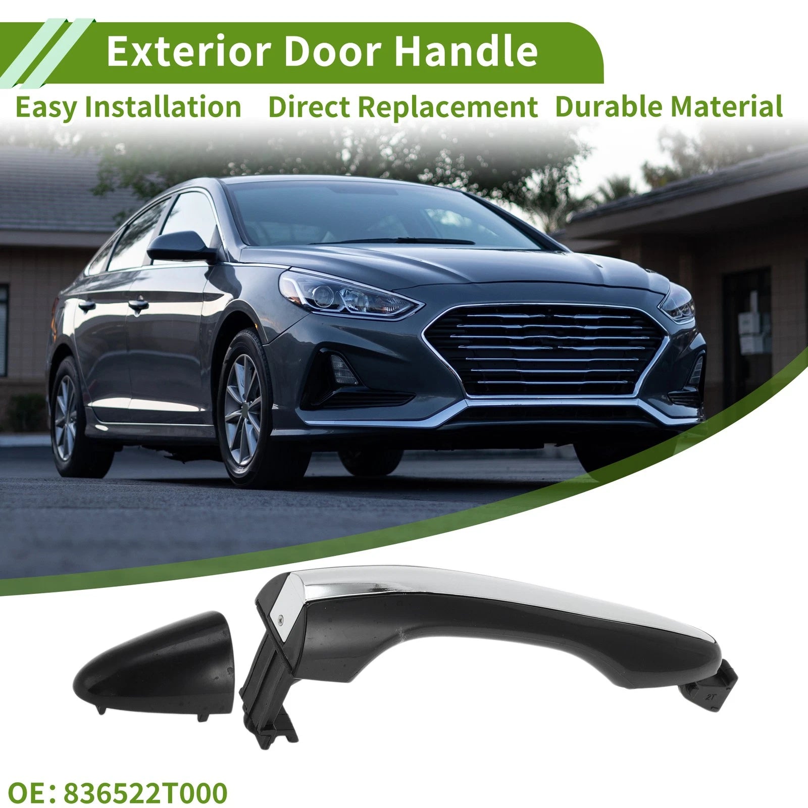 Exterior Door Handle Replacement for Hyundai Kia Silver Tone Rear (2000–2008)