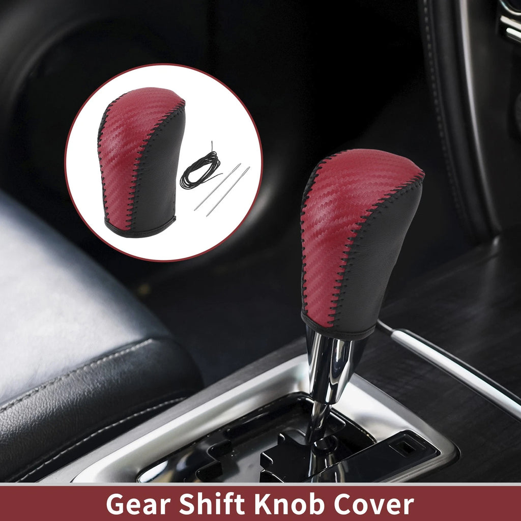 Gear Shift Knob Cover Replacement for Subaru Forester 2006–2012 Red Faux Leather
