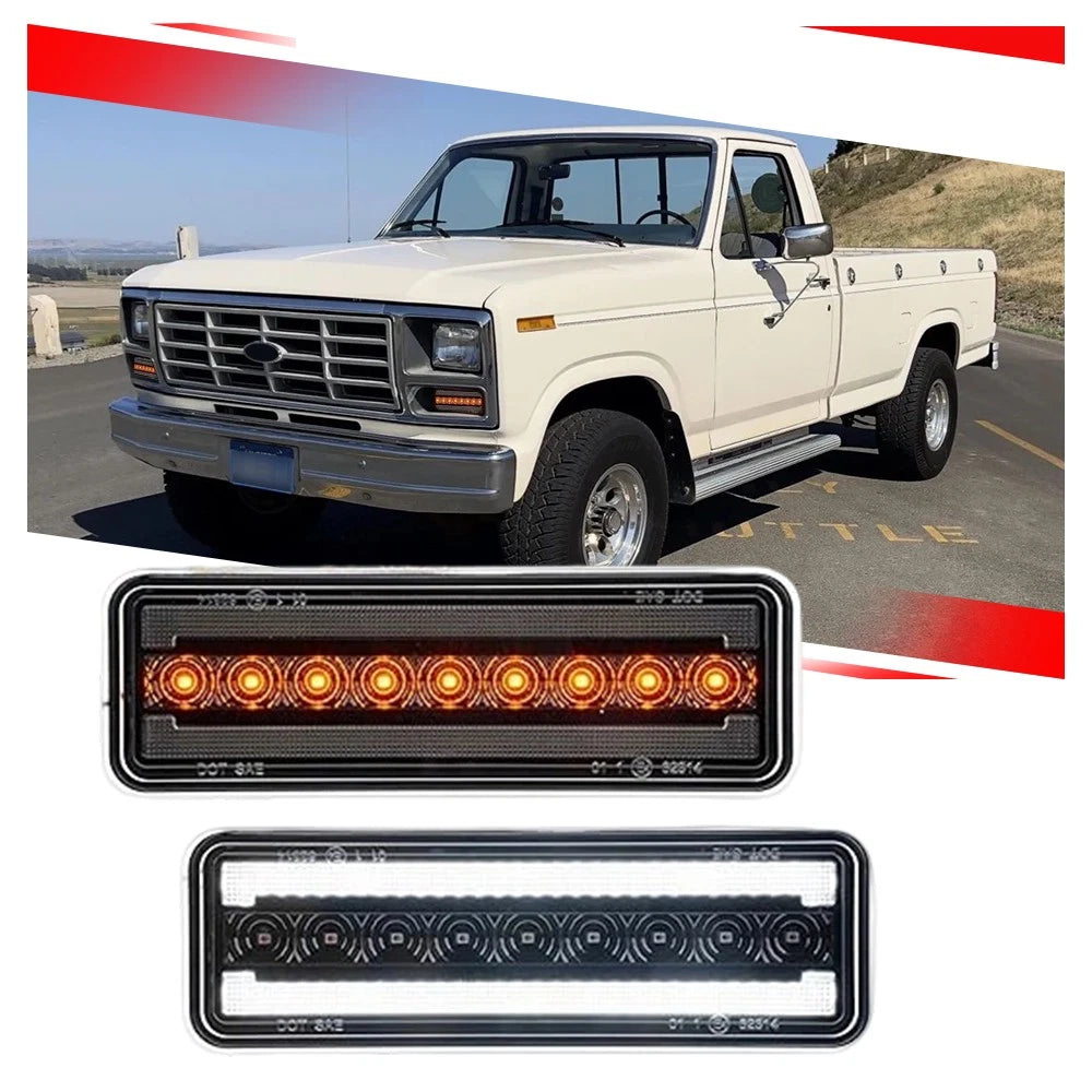 2X Switchback LED Clear Front Parking Signal Lights for Ford F100 F150 F250 F350