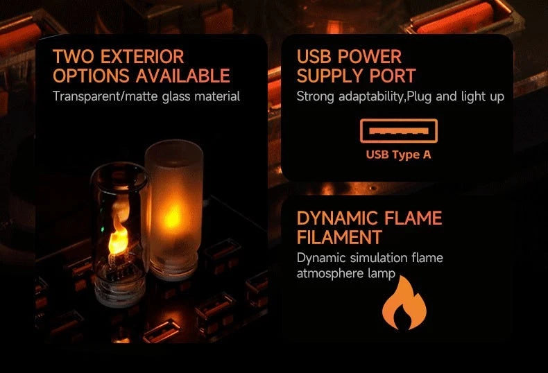Touch Control USB LED Night Light 5V Flame Simulation Glass Decor Lamp