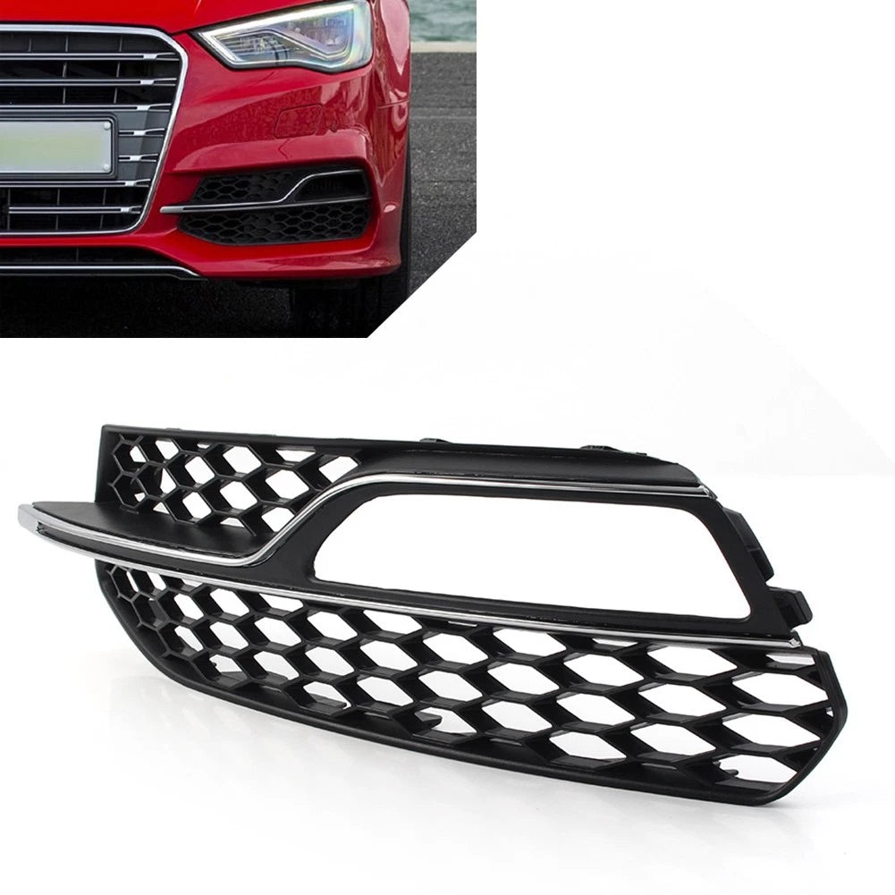 Left Honeycomb Front Bumper Fog Light Grille Cover for Audi A3 S3 (2013–2017)