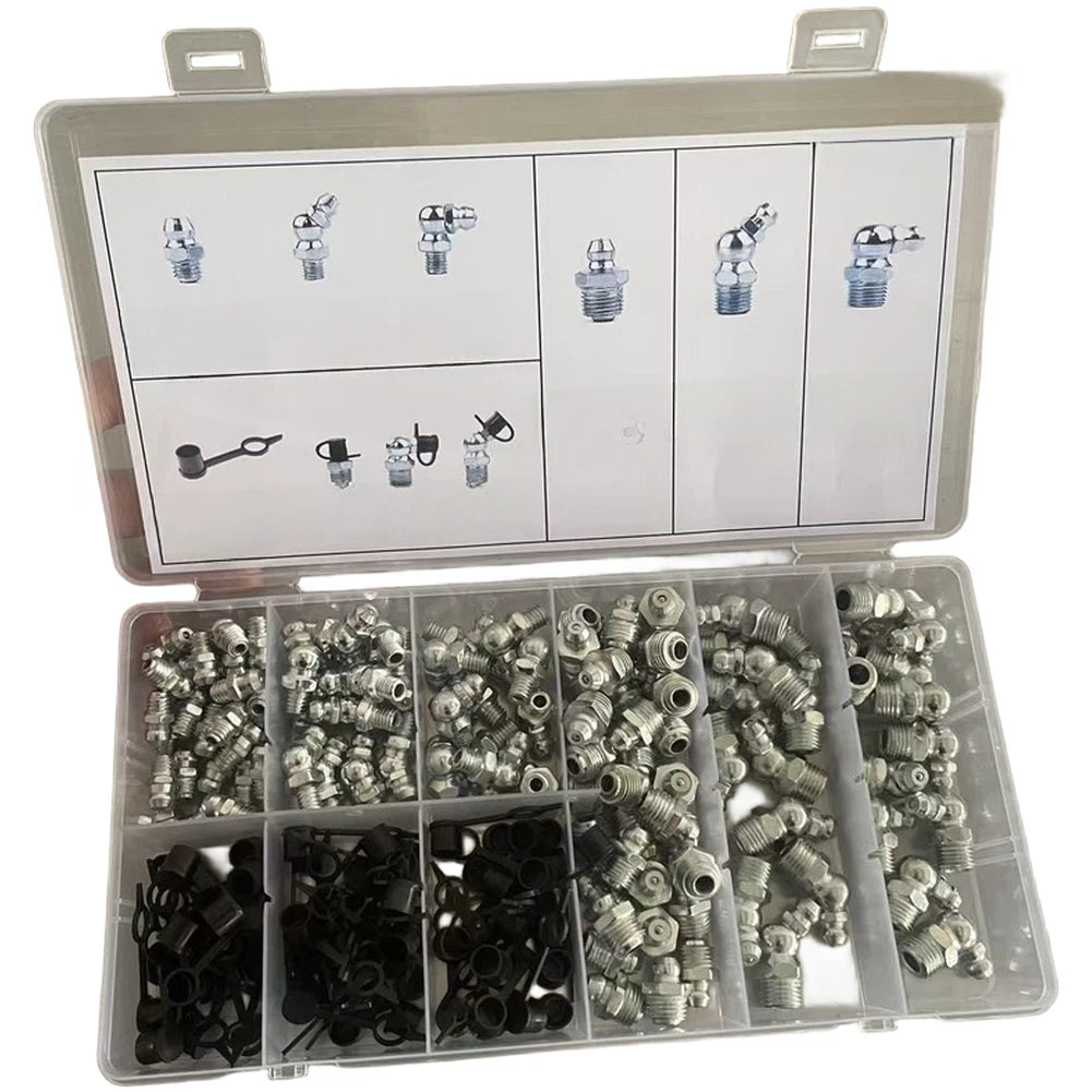 120 PCS Grease Fitting Kit for Machines - Straight & 90 Degree Angled