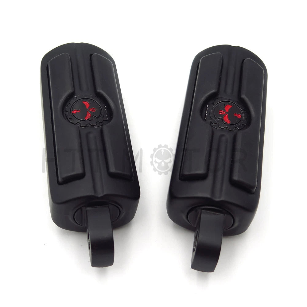 Gear Skull Foot Peg Mount for Harley (1.5" Black Engine Guard)