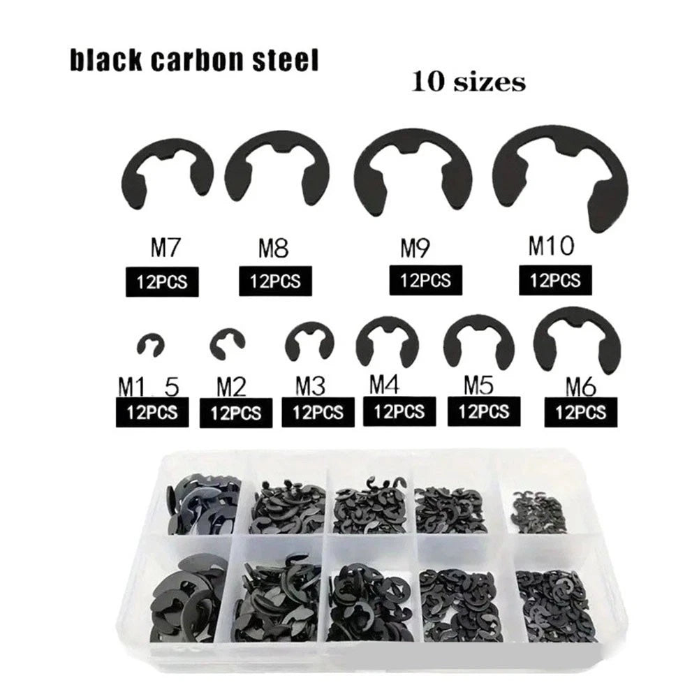 120pcs E-Clip Circlip Assortment for M1.5 to 10mm Applications