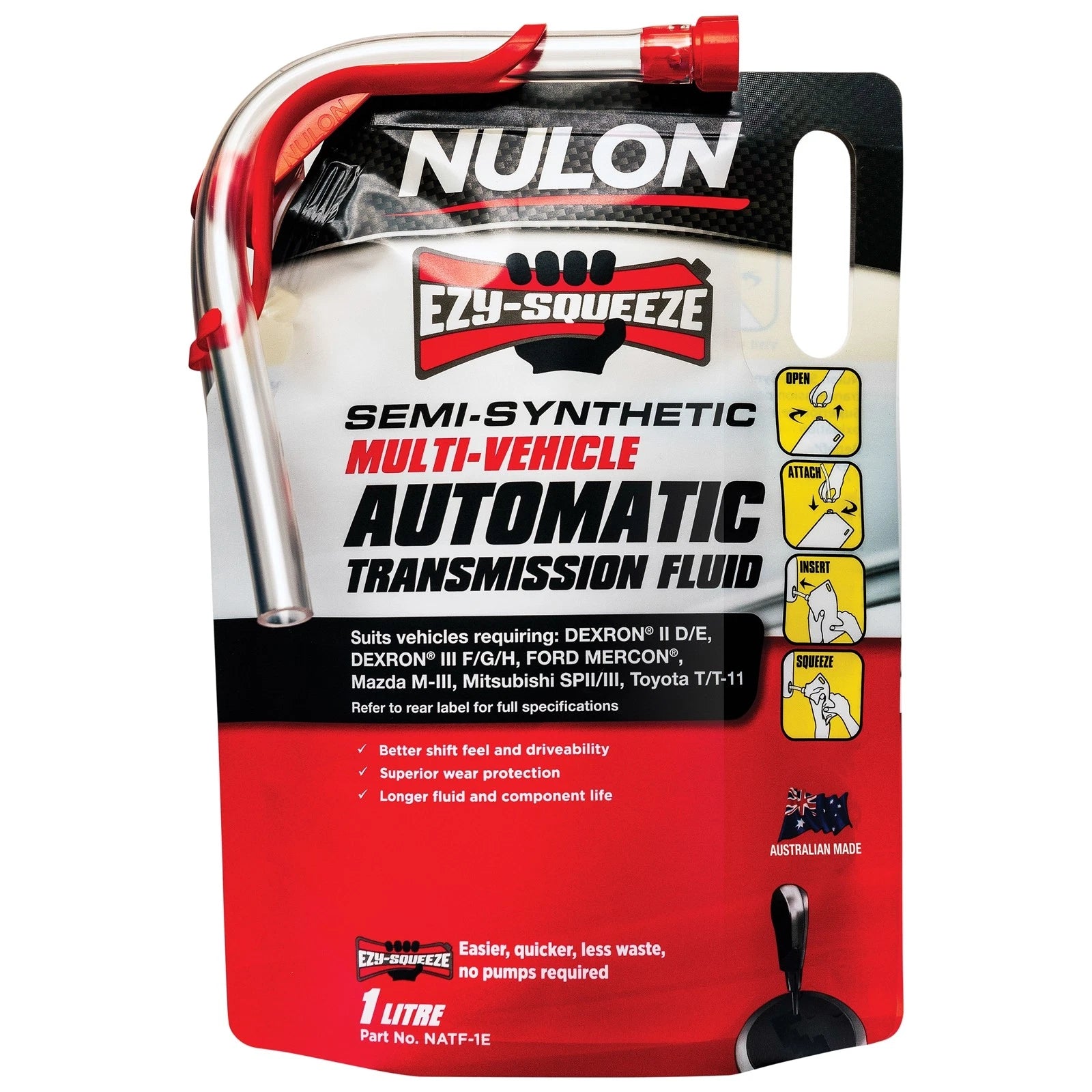 Nulon Ezy-Squeeze Semi Synthetic Automatic Transmission Fluid 1L NATF-1E