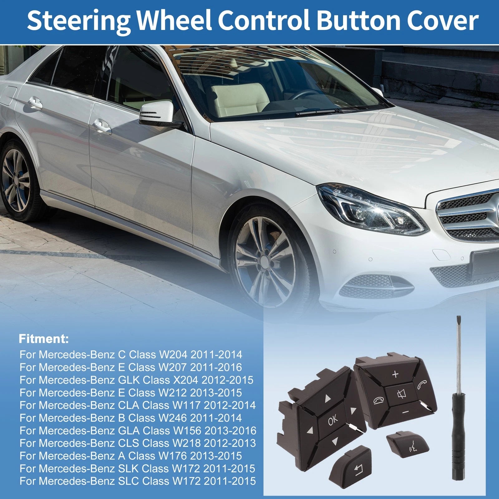 Steering Wheel Control Button Cover Replacement for Mercedes-Benz Left Right (2009–2018)