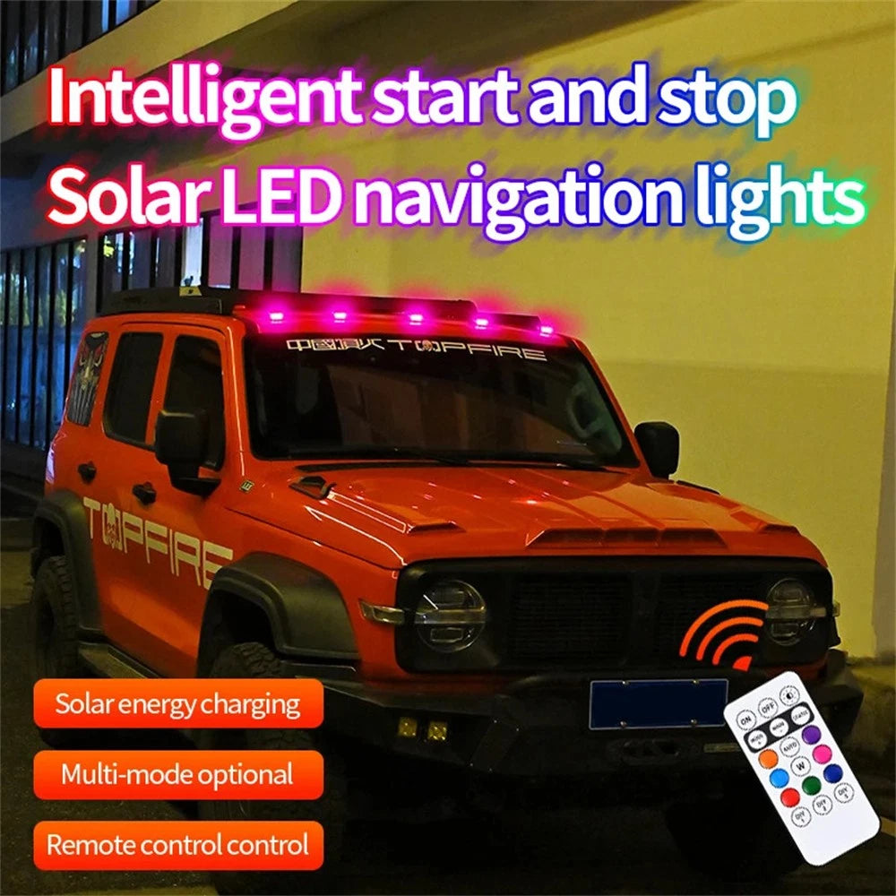 4Pcs LED Wireless Solar+USB Powered Cab Lights for Truck