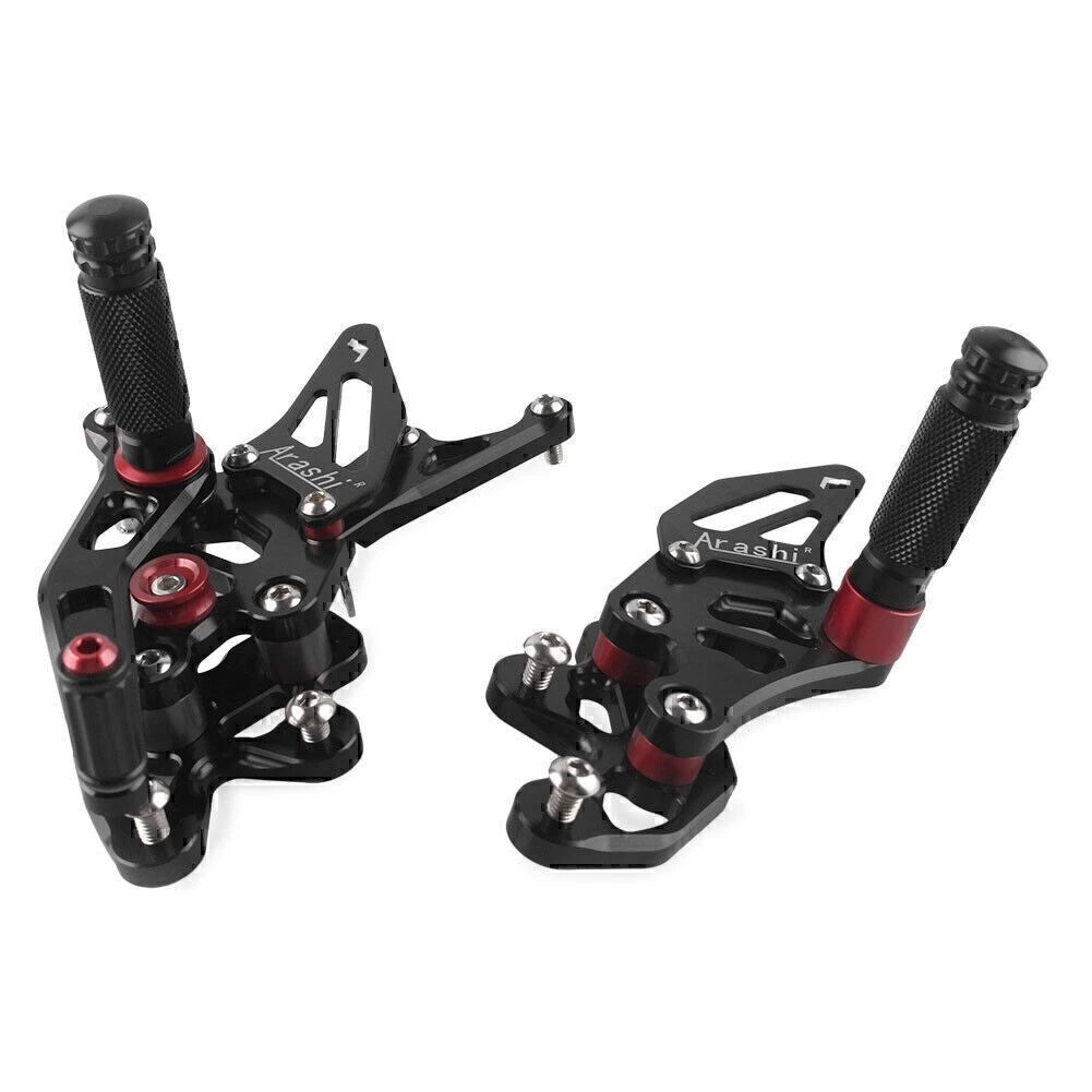 2x Motorcycle Adjustable Rearsets Footpegs Pedals Black for Suzuki GSXR600 2015