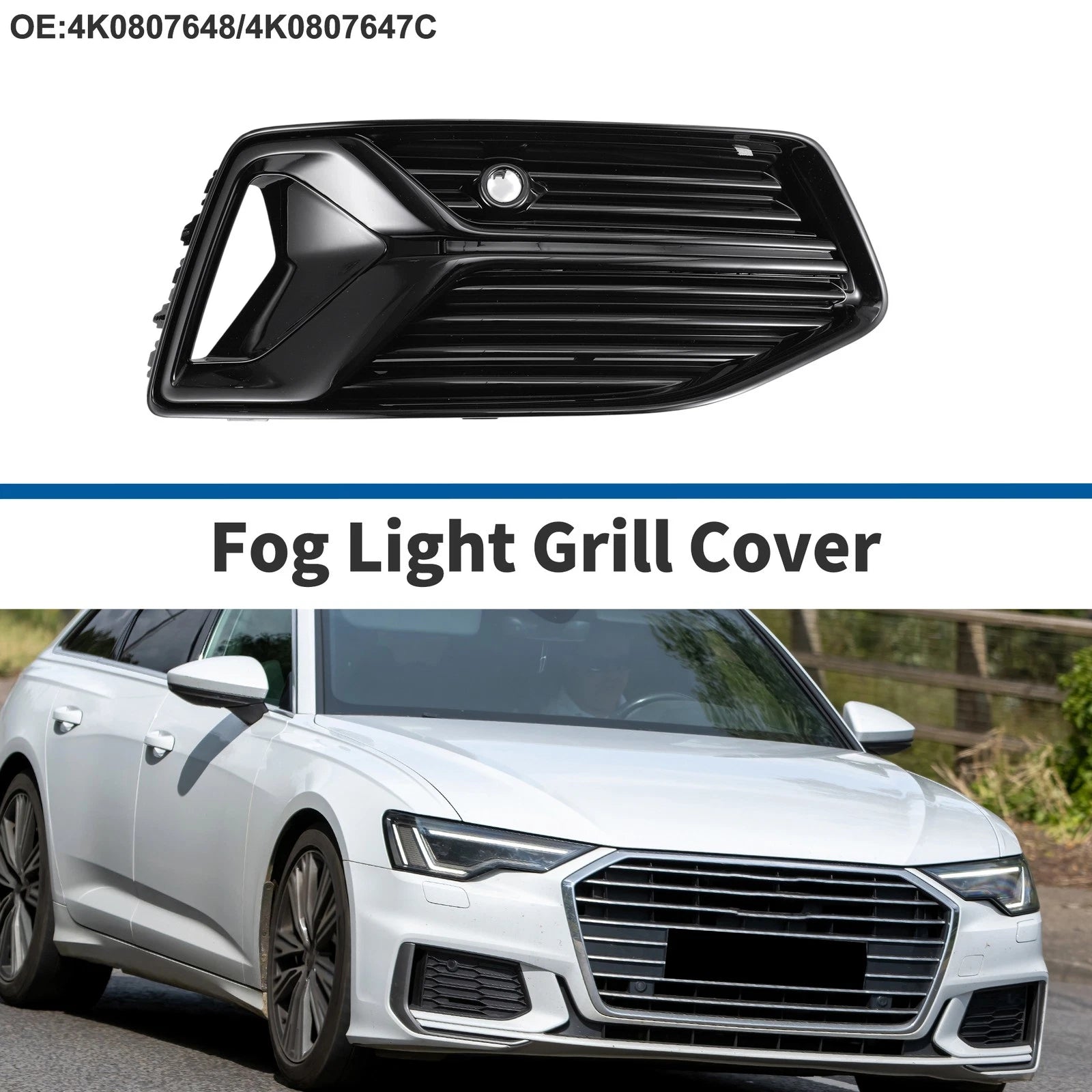 Front Right Fog Light Grill Replacement for Audi A6 (2019–2023)