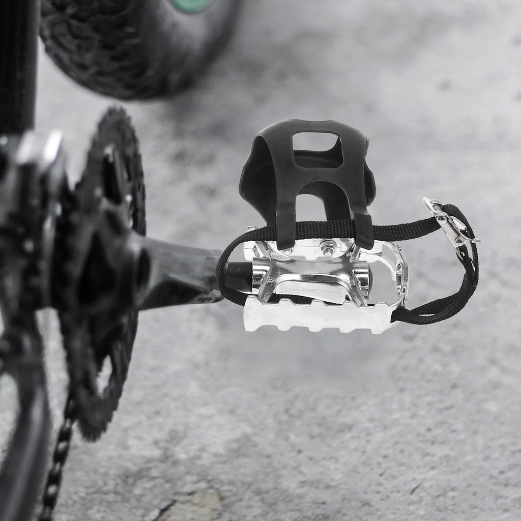 Bicycle Bike Pedals 9/16 Platform Pair with Toe Clips for Universal Use (All Years)