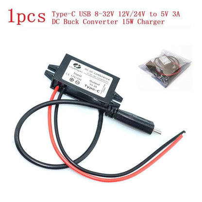 12V to 5V DC Step Down USB LED Car Power Module Converter Adapter Cable