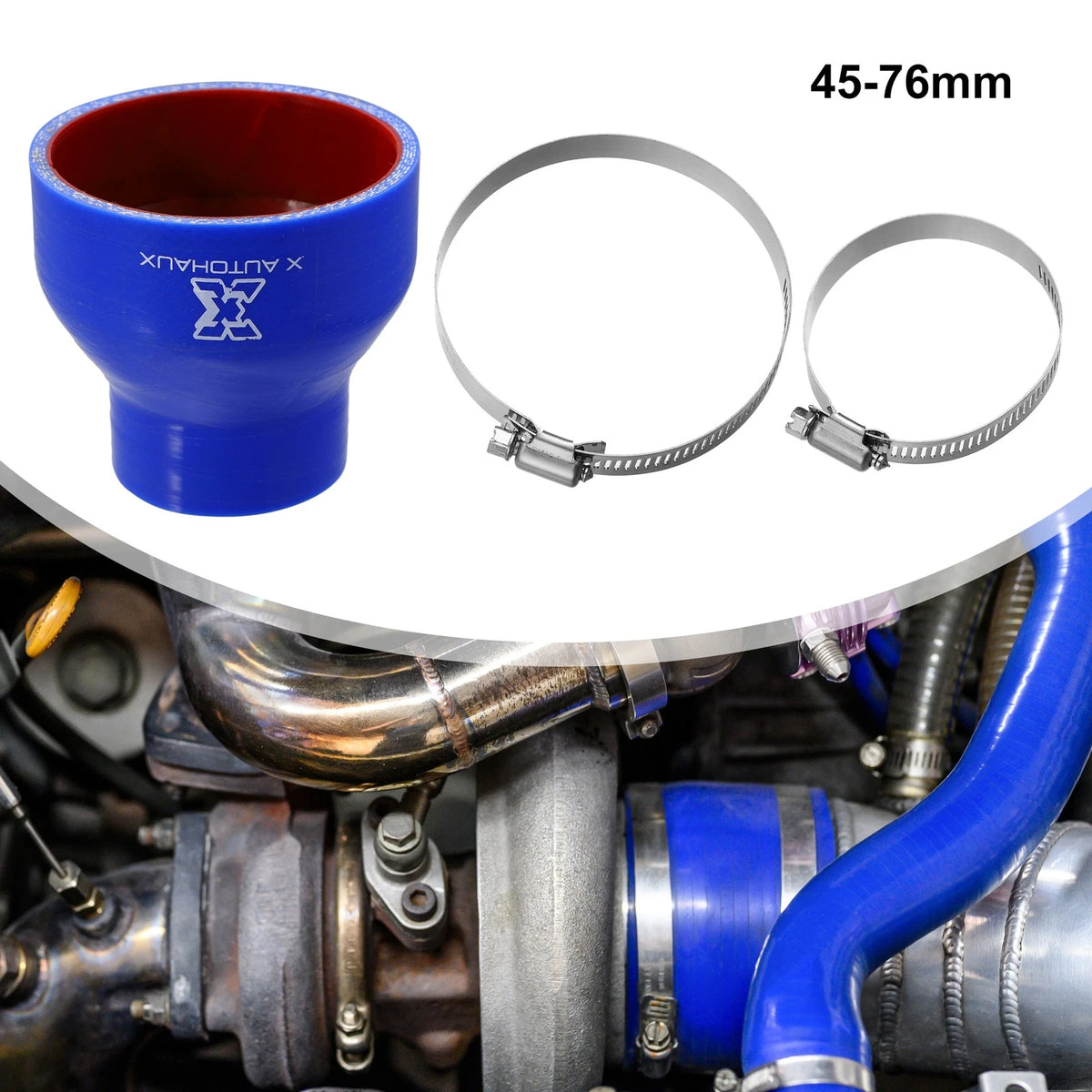 Silicone Hose Coupler Intercooler Tube 45-76mm for Car (1.77"-2.99" ID) Blue Red