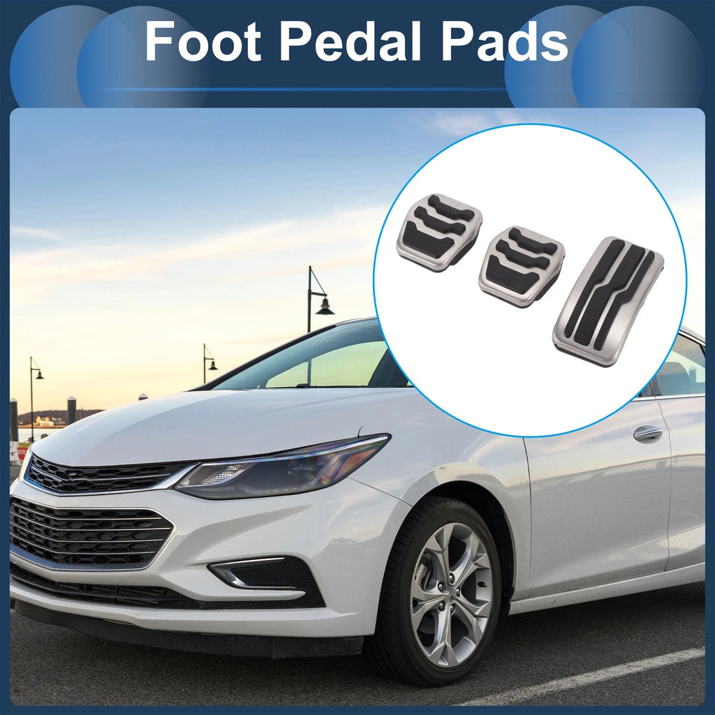 3 Pcs Foot Accelerator Pedal Covers for Ford Focus MK2 (2004–2011) Silver Tone